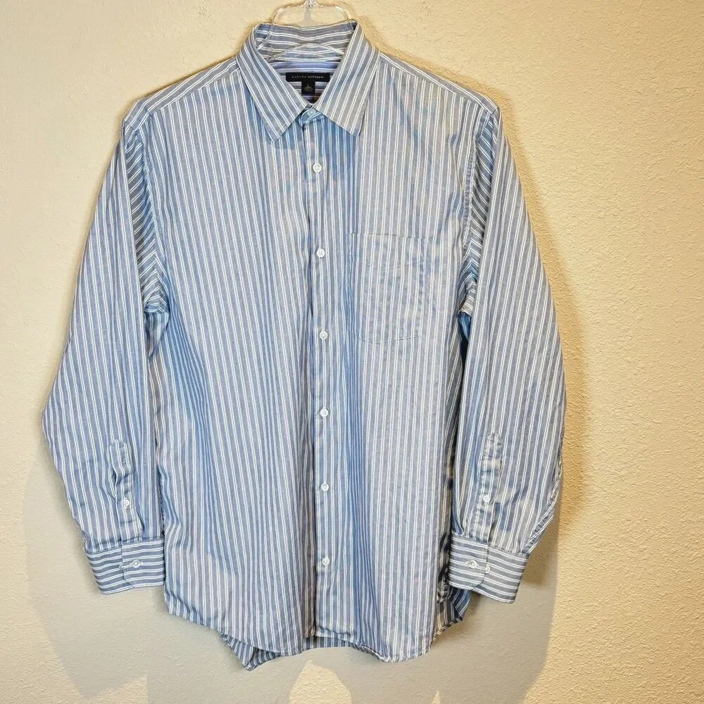 Banana Republic Shirt Mens L Blue Striped 100% Cotton‎ Long Sleeve Button Up